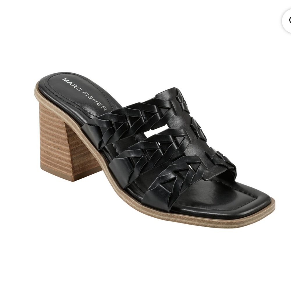 Marc Fisher Melita Block Heel Black Sandal Size 9.5